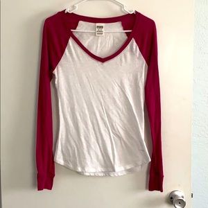 PINK baseball top. Pink sleeves. XS.